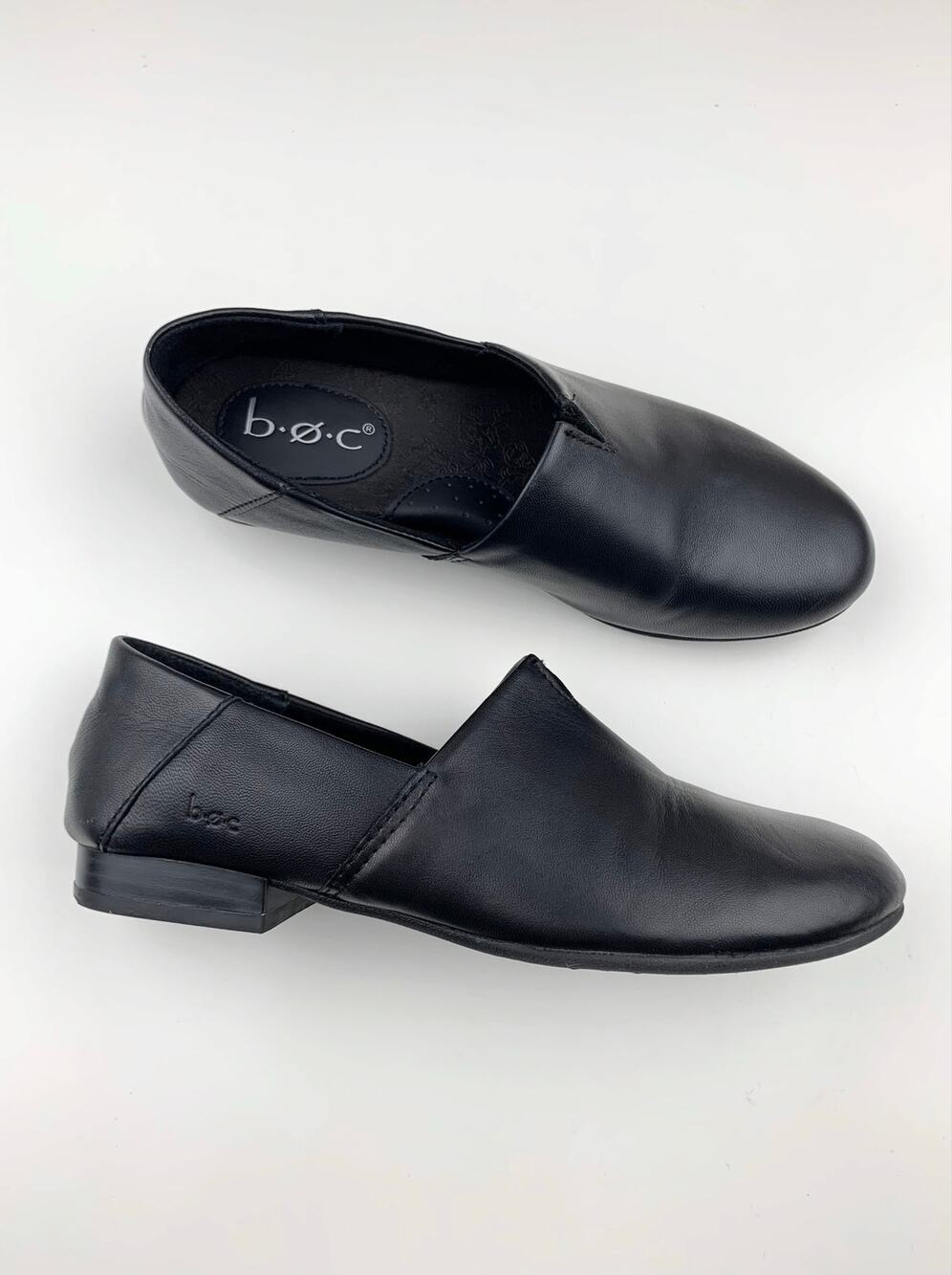 BOC Born Concept Loafers Black Leather Slip On Shoes Flats Women's 7 Classic